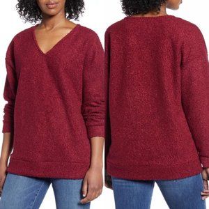 NWT Caslon Burgundy Faux Shearling Sweater